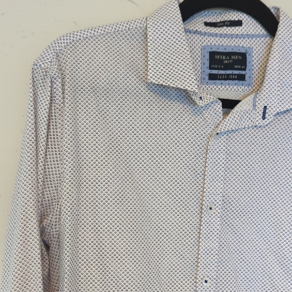 White, Navy And Magenta Micropattern Button Down - From Mexico City! - Picture 5 of 5